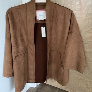 NWT Brown cardigan from Anthropologie. Suede appearance but not leather.